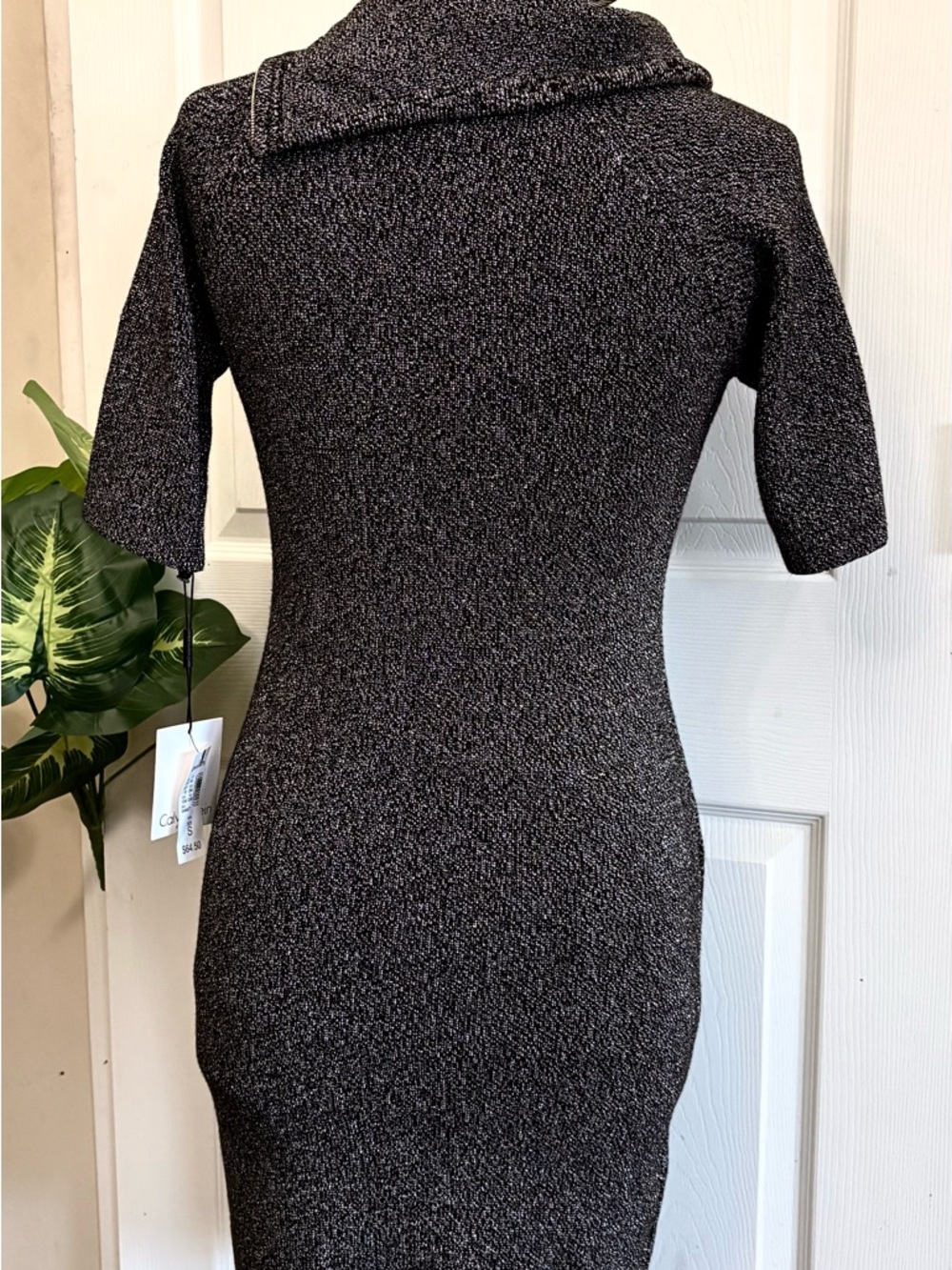 Calvin Klein Metallic Grey Sweater Dress Size Small New - Picture 5 of 9